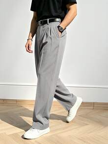 Men's Lightweight Linen Casual Pants, Fashionable Streetwear For Summer - smoke gray - View 2