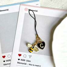 1pc DIY Letter Bee Phone Chain Pendant, Personalized CCD Camera Keychain, Cute INS Style Phone Charm - Multicolor - View 10