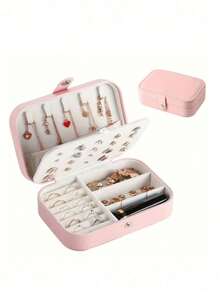 1pc Portable Travel Jewelry Storage Box, Mini Jewelry Box, Small Jewelry Zipper Box, Multi-Functional Ring Display Box, Jewelry Organizer Box, Suitable For Earrings, Necklaces, Pendants, Gift Storage Box, Polyester Waterproof Jewelry Storage Box, Large Capacity Jewelry Display Box, - Multicolor - View 14