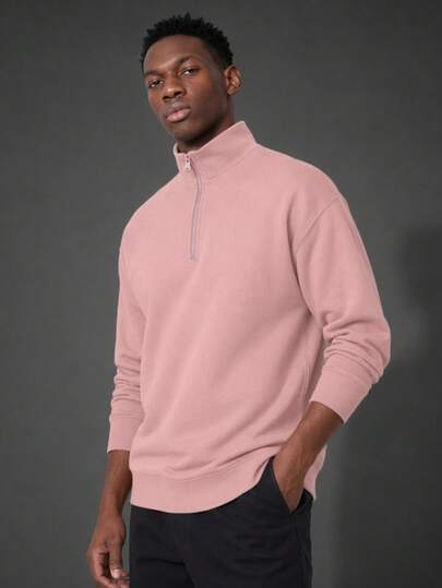 Camvyn Men's Autumn/Winter Casual Fashion Versatile Zip-Up Collar Sweatshirt