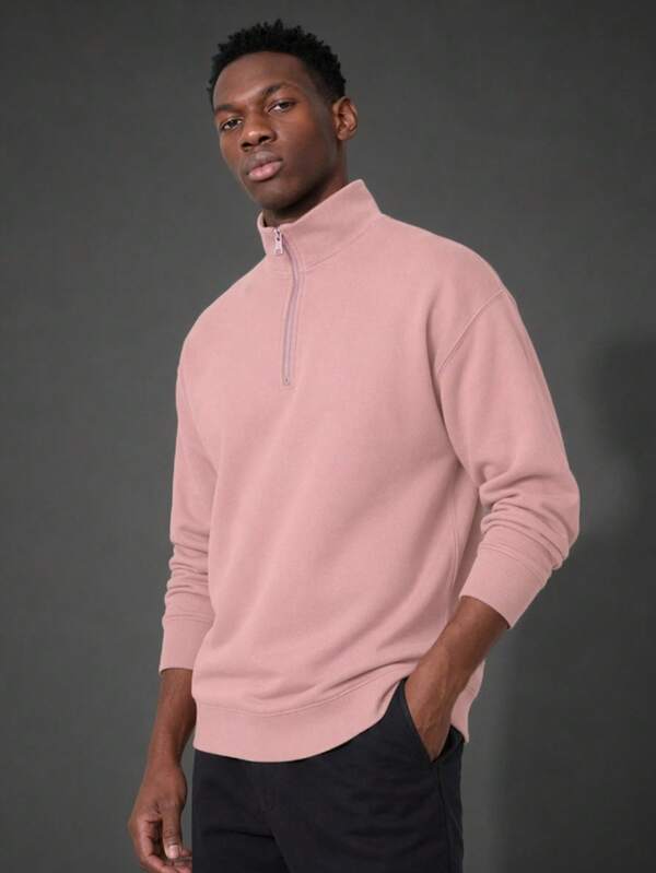 Camvyn Men's Autumn/Winter Casual Fashion Versatile Zip-Up Collar Sweatshirt