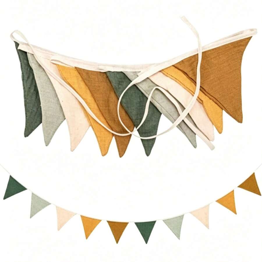 1 buah Banner Segitiga untuk Liburan, Kain Poliester, Dapat Digunakan Kembali, Tali Bendera Segitiga Aneka Warna, Cocok untuk Berbagai Dekorasi Gaya Bohemian Dalam/Luar Ruangan untuk Liburan, Perlengkapan Pesta Ulang Tahun, Pernikahan, dan Acara Bridal Shower - Tipe A - View 1