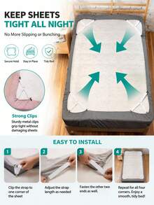 4pcs Non-Slip Triangular Quilt Fasteners, Adjustable Bed Sheet Fixing Straps, Metal Non-Slip Fasteners Suitable For Sofa Covers, Tablecloths, Tents, Easy To Install Bed Sheet Fasteners, Suitable For Bedroom Bedding Accessories, Especially Suitable For Bed Covers, Bedding And Bedroom Decor, Autumn Home Decor - Multicolor - View 4