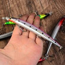 6pcs Floating Minnow Lures, With 3 Hooks, With Rattles, Artificial Bait, Surface Lure, Suitable For Bass And Pike - Multicolor - View 6