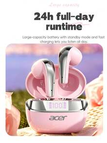 Acer OHR554 Wireless Bluetooth Earbuds, Semi-In-Ear Design, ENC Noise Cancellation For Calls, Panoramic Stereo Sound, Digital Display, 300mAh Charging Case, Ultra-Long Battery Life, Compatible With IOS/Android Phones - View 5