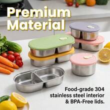 Portable 304 Stainless Steel Lunch Box With Lid, Divided Fruit Salad Food Storage Container, Leak Proof Bento Box, Dishwasher & Microwave Allowable, Suitable For Student Adult Use In School, Office, Outdoor Camping, Picnic,Travel, Back To School - Multicolor - View 7