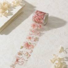 1pc/4pcs Floral Shadow Satin PET Waterproof Floral Washi Tape, Transparent Decorative Tape For Scrapbooking And Collage - Multicolor - View 4