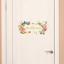 1PC Floral Butterfly Bedroom English Wall Sticker, Self-Adhesive Warm Decorative Decal For Bedroom Door - Multicolor - View 4