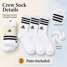 Adidas Socks White Stripe 3 Pairs - Black and White - View 5