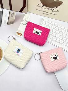 XD 12pcs/6pcs/3pcs/1pc Fashionable Puppy/Kitten Mini Kids Coin Purse With Keychain - Casual Fashion, Can Hold Keys, Data Cables, Coins And Rings - Easy To Clean, Washable - Multiple Colors Available. Perfect Gift For Kids - Multicolor - View 7