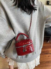 Dedoo 新款時尚經典多功能PU防水布料絎縫女款手提包 - 紅色 - 查看 12