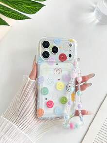 Smiling Face Painted Transparent Four-Corner Card Slot Multi-Function Card Holder Wallet Thick Anti-Drop Phone Protective Case Compatible With Ip 17/Ip 17pro/Ip 17promax/ IP16/11/16pro/16plus/16promax/16e/15Promax/13/14/12/XS/XR/7G/8P, Compatible With Samsung Galaxy S25/S25PLUS/S25 Ultra/A16/A36/A26/A56/A50/A12/A32/A52/A72/A51/A21S/A13/A14/S24/S24PLUS/S24Ultra/S20/S23/S22/A53/S20FE/S21/Phone Protective Case - Multicolor - View 7