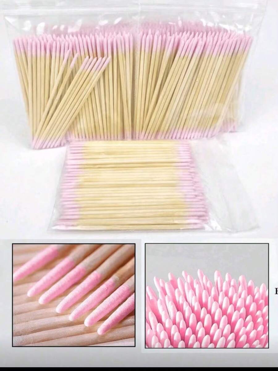 10/100/300/500pcs Double-Ended Nail Polish Applicator Sticks, Small Double-Ended Eyebrow Makeup Applicator Tools, Approx. 100pcs/Pack (Packaging Options 1/2/3/5 Packs) - / - View 1