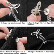 4pcs Multi-Function Clothing Clips, Metal Material, Star, Heart, Bow Shapes, Suitable For Shirts, Clothing, Pants, Can Be Used As Cuff Clips, Button Clasps, Or Cute Decorative Cuff/Sleeve Button Chain Clips For Clothing Embellishment - Multicolor - View 8