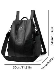 LANYIBAIGEROO New Fashion Women's Luxury Designer Anti-Theft Backpack, Soft Leather Large Capacity Student School Bag Travel Backpack - Black - View 5