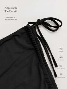 1pc Asymmetrical Strap Solid Color Stretchy Comfortable Short Summer Camisole/Tank Top Black - Black - View 9