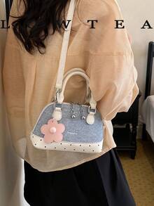 1pc Color Block PU Leather New Women Bag, Shoulder Bag, Crossbody Bag, Fashionable Shell Handbag, Adjustable Strap, Suitable For Girls, College S - Baby Blue - View 9