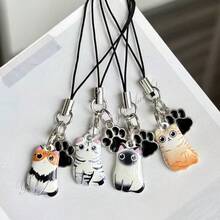1 buah Liontin Rantai Ponsel Kucing, Dapat Digunakan Sebagai Gantungan Kunci Atau Hiasan Earphone, Cocok Untuk Smartphone - MultiWarna - View 3
