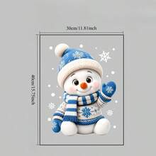 Christmas Gift, Christmas Static Window Sticker, Christmas Snowman Glass Decal, Suitable For Home Windows, Bedroom, Dining Room, Office And Other Holiday Party Supplies Decoration, Atmosphere Scene Arrangement Door Sticker, One Piece Static Window Flower, Easy To Operate, Beautiful Sticker - Christmas Snowman - View 2