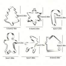 Christmas Cookie Cutter Set, 12pcs Stainless Steel Winter Christmas Cookie Cutter Shapes - Christmas Tree, Snowflake, Moon, Gingerbread Man, Gingerbread Girl, Bell, House, Five-Point Star, Heart, Boot, Candy Cane, Colorful Ball Stainless Steel Cookie Cutter - View 8