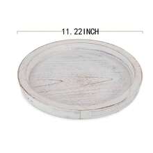 Wooden Candle Tray For Coffee Table, Plate Round Decorative Serving Tray, Vintage Table Centerpiece Rustic Farmhouse Home Decor - White - View 10