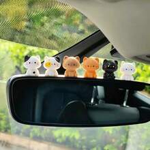 6pcs Creative Cute Mini Cat Car Dashboard Desktop Ornament DIY Car Interior Office Desk Computer Screen Decoration Accessory - Mini Kitten - View 4