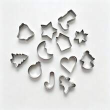 Christmas Cookie Cutter Set, 12pcs Stainless Steel Winter Christmas Cookie Cutter Shapes - Christmas Tree, Snowflake, Moon, Gingerbread Man, Gingerbread Girl, Bell, House, Five-Point Star, Heart, Boot, Candy Cane, Colorful Ball Stainless Steel Cookie Cutter - View 6