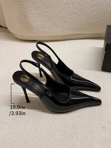 2026 Early Spring Sexy Pointed Toe Slingback Sandals Women's Super High Heel Stiletto Closed Toe Party Annual Meeting Shoes - Black - View 12