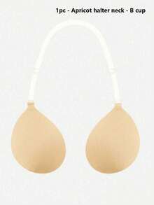 1pc Apricot Convertible Self-Adhesive Bra, Halter Neck Invisible Lift & Push-Up Styles, Suitable For Party/Wedding/Event Low-Cut Dresses, Enhances Bust For Small Chest, Women's Lingerie Accessory - Thick Version - View 8