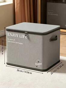 1pc Foldable Zipper Storage Box, Can Be Laid Flat When Not In Use To Save Space, Suitable For Car Trunk, Wardrobe And Bedroom Miscellaneous Storage - A - View 6