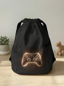 1pc Drawstring Backpack, Multi-Scenario Universal, Extra Large Capacity, Ultra-Lightweight & Portable, Durable, Highly Attractive, Foldable Storage Bag, Cartoon Game Console Print Pattern Children's Drawstring Sports Backpack, Dust-Proof Storage, Suitable For Outdoor Travel, Fitness, Daily Commute And School Use - Multicolor - View 7
