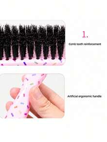 1pc Macaron Pink Polka Dot Smooth Back Comb, Unisex Hair Brush/Beard Brush, Hair Accessory, Suitable For Creating Smooth Ponytail, Bun, Taming Frizz, Controlling Hairline, Backcombing Voluminous Style, Wide Tooth Design For Easy Hair Parting And Sectioning - Multicolor - View 8