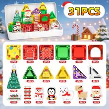 Christmas Themed Magnetic Building Blocks Set, DIY Magnetic Blocks Construction Toy, Educational Building Toy, Travel Magnetic Blocks, Structural Cognition, Learning Assembly/Construction/Building, Cultivating Creativity And Spatial Thinking, Parent-Child Interaction Makes Games More Interesting And Interactive, Suitable For Boys And Girls 3 Years And Older As Birthday Gifts, Learning Gifts, Christmas Gifts, New Year Gifts, Valentine's Day Children's Gifts, Valentine's Day Decorations - Multicolor - View 7