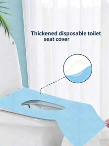10/20/30/50pcs Disposable Toilet Seat Covers, Suitable For Adults And Children, Waterproof Disposable Travel Toilet Seat Covers, Portable Packaging, Suitable For Travel Restroom Use - Blue - View 5