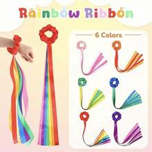 1pc Rainbow Dance Ribbon Wand, Elastic Rhythmic Tassel, Suitable For Music Class, Multi-Color Handheld Tassel Gymnastics Ribbon, Dance Prop Decoration, Handheld Dance Wrist Tassel, Ideal Gift For Christmas, Valentine's Day, Children's Party, School Performance - A - View 2