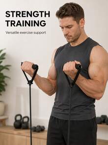 5 Sets 5-Level Resistance Bands With Handles, Suitable For Home Fitness, Pilates And Body Shaping - Multicolor - View 5
