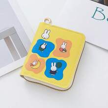 1pc Miffy Rabbit Kawaii Flower White Rabbit Printed Zipper Wallet, Small PU Leather Slot Coin Wallet With Keychain, Portable Mini Multi Card Slot Storage Bag, Suitable For Daily Cash Card Storage Of Women And Girls. - Multicolor - View 5