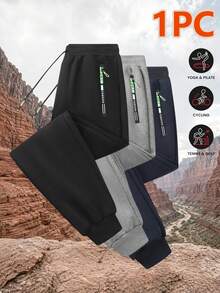 Men's Sports Long Pants With Zipper Pockets, Outdoor Casual Sweatpants, Fashionable Versatile Spring/Autumn Cuffed Knit Joggers - Black - View 9