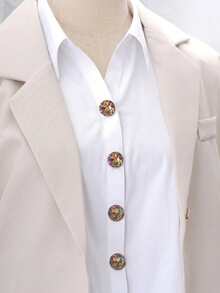 6/2/1pc Colorful Terrazzo Glitter Button Covers - Artistic Mosaic Round Cufflinks Covers, Vintage French Shirt Cuff Clips For Women - Multicolor - View 3