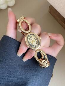 1件 金色/銀色女士石英手錶手鍊 精緻時尚 適合日常搭配 生日/畢業禮物 休閒聚會 - 金色 - 查看 2