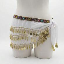 Belly Dance Scarf With Stones And Coins  Luxury Various Models - New Arrival - 白色 - 查看 1
