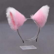 1pc Fluffy Faux Fur Cat Fox Ear Headband Multi Color Cosplay Party Costume Hair Accessory,Halloween - Multicolor - View 7
