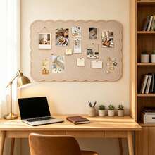1pc Scalloped Edge Felt Board, Memphis Style Self-Adhesive Bulletin Board, No-Drill Wall-Mounted Notice Board, Removable Reusable Memo Board, Photo Wall Display Board, Pin Board Message Board, Background Board, Wall Decor, Room Decor, Bedroom, Office - Wavy - View 8