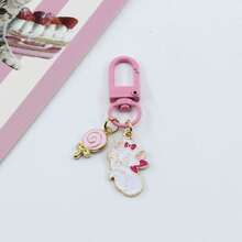 1/3/5pcs Cute Disney Marie Cat Enamel Bag Charm, Pink Bow Cat Keychain With Heart-Shaped Lollipop Pendant, Suitable For Girls - G - View 14