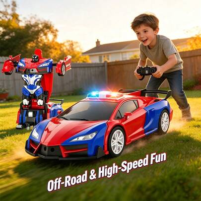 1pc New Spider Transforming Remote Control Car Toy, 2-In-1 Remote Control Transforming Robot Car, Drift Remote Control Car, Spider Remote Control Car, Children's Remote Control Transforming Police Car Toy, 360-Degree Rotating Robot Vehicle, One-Key Mode Switch, 2.4G Anti-Interference Remote Control Car, 1:18 Scale Remote Control Transforming Police Car Sports Car, Suitable For 3-12 Years Old (3, 4, 5, 6, 7, 8, 9, 10, 11, 12 Years Old) Boys And Girls Universal Gift Birthday Gift/Christmas/Halloween/Easter Gift