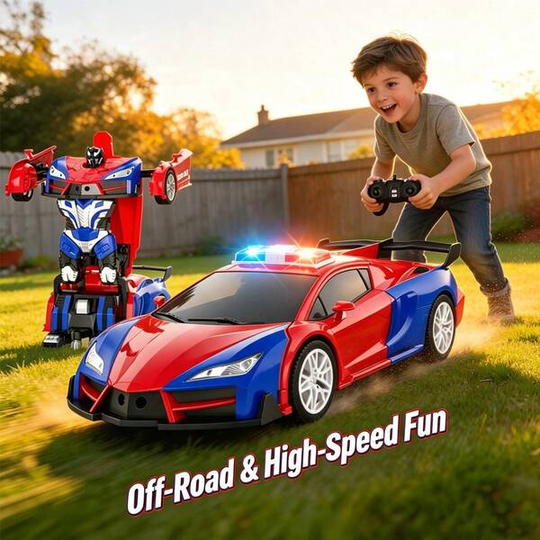 1pc New Spider Transforming Remote Control Car Toy, 2-In-1 Remote Control Transforming Robot Car, Drift Remote Control Car, Spider Remote Control Car, Children's Remote Control Transforming Police Car Toy, 360-Degree Rotating Robot Vehicle, One-Key Mode Switch, 2.4G Anti-Interference Remote Control Car, 1:18 Scale Remote Control Transforming Police Car Sports Car, Suitable For 3-12 Years Old (3, 4, 5, 6, 7, 8, 9, 10, 11, 12 Years Old) Boys And Girls Universal Gift Birthday Gift/Christmas/Halloween/Easter Gift