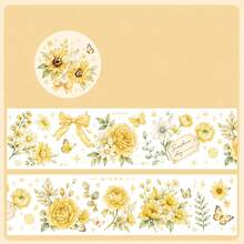 1pc/4pcs Floral Shadow Satin PET Waterproof Floral Washi Tape, Transparent Decorative Tape For Scrapbooking And Collage - Multicolor - View 7
