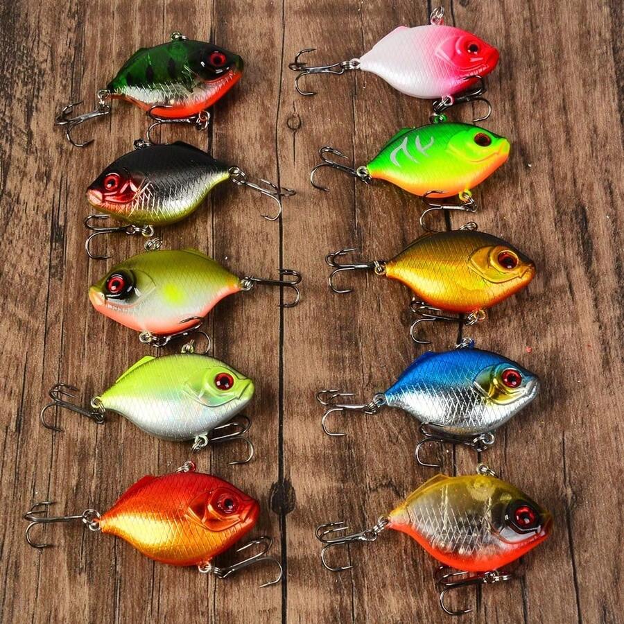 Set Umpan VIB Tenggelam 10 Buah, Umpan Keras Bergetar Mini, Umpan Pancing Lempar Jauh untuk Semua Kedalaman untuk Ikan Bass dan Ikan Mandarin - MultiWarna - View 1