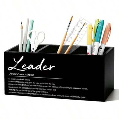 Leader Gifts Pen Pencil Holder For Desk, Thank You Appreciation Gifts For Leaders Boss Manager, Leadership Gift Wooden Box Sign Decorations For Office Workplace Desk Tabletop