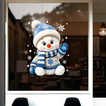 Christmas Gift, Christmas Static Window Sticker, Christmas Snowman Glass Decal, Suitable For Home Windows, Bedroom, Dining Room, Office And Other Holiday Party Supplies Decoration, Atmosphere Scene Arrangement Door Sticker, One Piece Static Window Flower, Easy To Operate, Beautiful Sticker - Christmas Snowman - View 7
